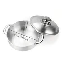 加厚磨砂鋁質平底鍋，雙柄設計，附帶鍋蓋