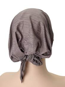 1 Stück Damen elastischer gestreifter Hijab Schal, Kopftuch mit modischer Kette & Strass Dekor, vielseitiger Casual Haartuch für den täglichen Gebrauch, elastisches Stoff Haarnetz, Sommer, Strand, Hut - Grauviolett - Übersicht 6
