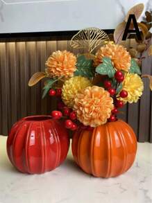 1 Pc Plastic Pumpkin Shape Flower Vase, Outdoor Decoration, Home Decor, Garden, Gardening, Planters, Indoor Display Rack, Garden Ornaments, Gardening Tools