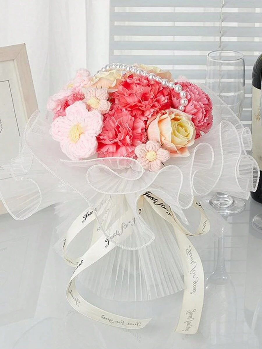 Wedding Bouquets For Bride Bridesmaid, Silk Rose Carnation Bride Bridesmaid Hand Holding Flower Bouquet For Valentines Day Decor Wedding Party Supplies Home Decor