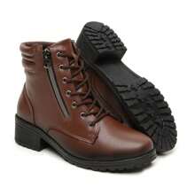 Coturno Feminino Salto Baixo Casual Leve Macio confortável elegante bota marrom