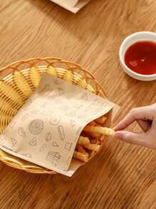 25/50入組一次性吐司袋，可愛印花三明治包裝紙，抗油牛皮紙食品袋，廚房烘焙工具，小型商業物品