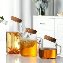 1 Bình Đựng Nước Lạnh Bằng Thủy Tinh Trong Suốt 800Ml/1200Ml/1700Ml Với Thiết Kế Mới Thủy Tinh Borosilicate Cao Chịu Nhiệt Và Nắp Nút Cho Trà Và Đồ Uống - Màu trong suốt - Xem 1