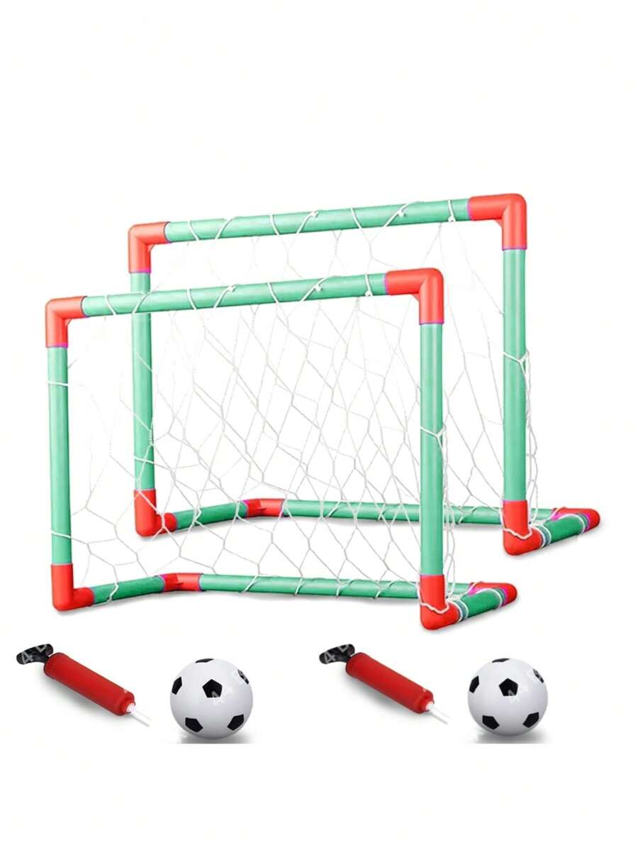 Gol Infantil Trave Golzinho de Encaixar Infantil Kit 2 Unidades com Bola e Bomba - Azul - Visão 1