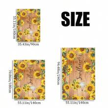 1 pieza Mantel rectangular con estampado de madera y letra de girasol, mantel de mesa de cocina/comedor de uso interior/exterior con patrón de girasol amarillo, decoración del hogar de verano/otoño - Marrón - Ver 2
