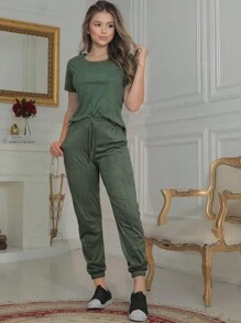 Women Two-Piece Outfits - 軍綠色 - 查看 1