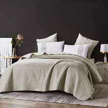 3入組C15床單套裝，包括1件被套和2個枕套，親膚透氣，柔軟舒適（被子和枕頭沒有填充物） - 米色 - 查看 2