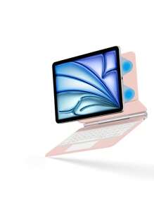 阿拉伯语键盘保护套，兼容 iPad Air 11 英寸/Air 13 英寸 M2（2024 款），兼容 iPad Pro 11 英寸/12.9 英寸（2018-2022 款），智能保护套，带背光触控板，粉色 - 粉紅色-阿拉伯語 - 查看 5