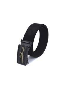 1pc Fashionable Canvas Nylon Teeth-Less Automatic Buckle Simple Belt For Men, Suitable For Young Men's Jeans, [Buckle Head Style & Color Random] - Multicolor - View 11