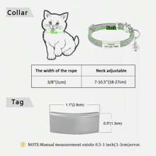 DIY Personalized Soft Cat Adjustable Shiny Collar With Bell, Adjustable Basic Collar, Suitable For Small And Medium Dogs, Cats, Kittens And Puppies, With Buckle - Multicolor - View 5