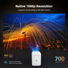 Máy chiếu 5G HD lấy nét tự động thông minh 2024 Thích hợp cho phòng ngủ gia đình, rạp chiếu phim gia đình nhỏ treo tường, máy chiếu PC và điện thoại di động tương thích HDMI, thể dục, cắm trại ngoài trời, phòng, khóa học trực tuyến, phòng khách, ký túc xá, máy chiếu mini 4K dành cho sinh viên - Phích cắm loại C của EU (220-240V) - Xem 7