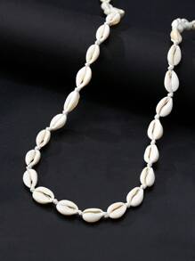 1pc European Style Shell Decor Minimalist Waist Chain, Boho Beach Vacation Waist Belt, Fashion Sexy Waist Accessory For Women, Natural Seashell With Slight Color Variation - White - View 3