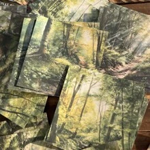 30pcs/Pack Landscape Theme Material Paper Four Seasons Scenery Series Retro Landscapes Scrapbook Paper, Journal Collage Background Paper Back To School - Multicolor - View 7