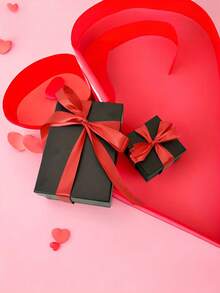 1捆，4cm紅絲帶，手工藝布帶，適用於禮品包裝、花束、婚禮派對裝飾、情人節裝飾、場景裝飾、房間裝飾、家居裝飾、辦公室裝飾、主題派對裝飾、聖誕節裝飾 - 紅色 - 查看 4