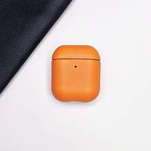 全覆盖纯色 PU 耳机保护壳，兼容 Airpods 2/3/Pro/Pro2，黑色/橙色/棕色/金棕色