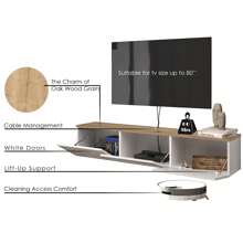 Atelier Mobili Floating TV Stand, Floating Entertainment Center, Floating TV Console, Floating Media Console, Floating TV Stand Wall Mounted - White / Natural Oak - View 4