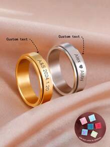 قطعة واحدة خاتم من الفولاذ المقاوم للصدأ قابل للدوران مع اسم / تاريخ مخصص ، تخفيف القلق وهدية للأصدقاء / الأزواج ، ذهبي ، فضي ، أنيق ، موضة الخريف ، كاجوال ، فينتدج ، عتيق ، متعاقد ، بسيط ، مخصص ، فريد ، هدايا مثالية لها ، صديقته ، أمها ، الأسرة ، الأصدقاء ، ابنتها ، أجدادها لأعياد الزواج ، أعياد الميلاد ، الاستخدام اليومي ، الحفلات الراقصة ، عيد الأم ، عيد الحب ، التخرج ، الزفاف