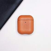 全覆盖纯色 PU 耳机保护壳，兼容 Airpods 2/3/Pro/Pro2，黑色/橙色/棕色/金棕色