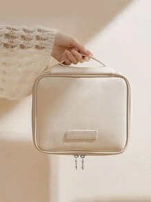 1 件带手柄便携式化妆包盥洗包，Pu 大容量化妆品收纳包防水旅行收纳包，存放化妆品和旅行必需品，女士礼物化妆包化妆包化妆品收纳盒化妆品收纳