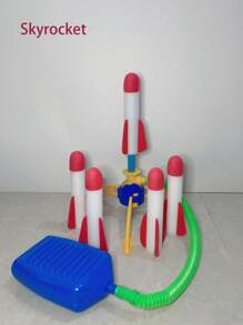 1set (1 Base + 5 Rockets) Foam Toy Outdoor Rocket Launcher, Foot Pedal Style, Launches Rocket When Stepped (Color And Packaging Randomly Sent),Rocket,Rocket Launcher,Camping,Rocket Power,Hammer Toy,Splatter Target,Rc Helicopter,Balance,Out Door Toys