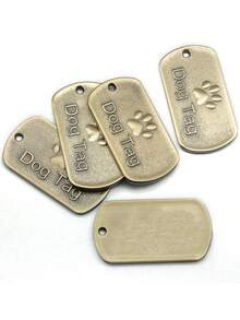 1 قطعة علامة هوية للحيوانات الأليفة على شكل مستطيل من البرونز العتيق، قلادة عصرية للقطط/الكلاب، لوحة هوية محفورة مضادة للضياع
