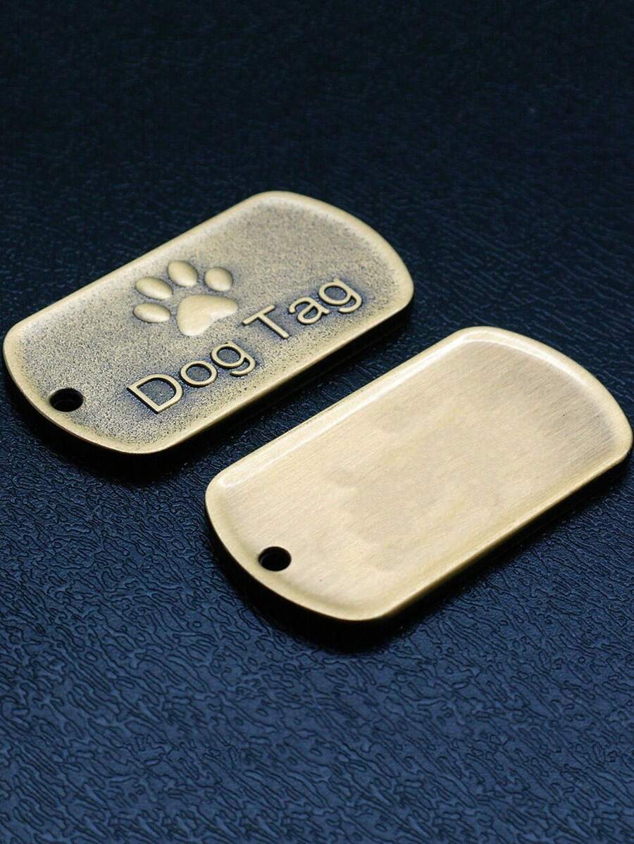 1 قطعة علامة هوية للحيوانات الأليفة على شكل مستطيل من البرونز العتيق، قلادة عصرية للقطط/الكلاب، لوحة هوية محفورة مضادة للضياع