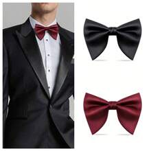1pc Fashionable Men Solid Color Bow Tie For Weddings, Parties, Proms, Photo Shoots, Suit Dress Accessories - Black/White - Multicolor - View 1