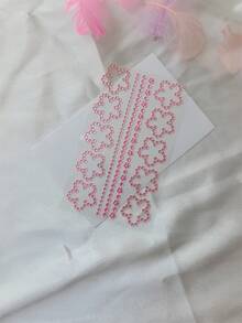 1入粉色立體閃光寶石貼紙，婚禮派對DIY眼睛臉部珠寶貼紙，適用於舞蹈演出、派對和舞台化妝虛假紋身 - 粉色 - 查看 5