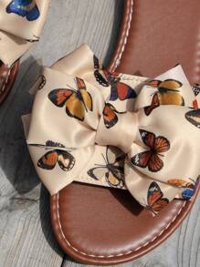 优雅女士时尚蝴蝶结装饰拖鞋，柔软材质，圆头舒适平底，适合居家、郊游、度假和海滩 - 彩色 - 查看 7