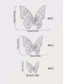 12pcs 3D Hollow Butterfly Wall Stickers For Cake Topper, Wedding Decoration, Home & Living Room, Birthday Party Decoration,Stickers,Wall Decal,Vinly Decal For Home Decorations,Spring Decoration Items Refesh Your Home,Rama Decoration Stickers Gifts Graduation
