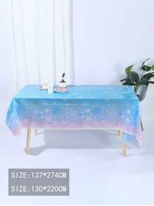 1 Khăn trải bàn trang trí tiệc dùng một lần 137*274CM/130*220CM với thiết kế bông tuyết chuyển màu tím và xanh, thích hợp cho các bữa tiệc theo chủ đề khác nhau và sử dụng hàng ngày - Nhiều màu - Xem 2