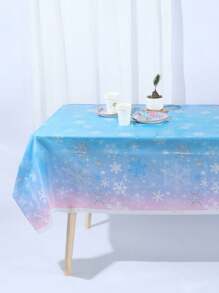 1 Khăn trải bàn trang trí tiệc dùng một lần 137*274CM/130*220CM với thiết kế bông tuyết chuyển màu tím và xanh, thích hợp cho các bữa tiệc theo chủ đề khác nhau và sử dụng hàng ngày - Nhiều màu - Xem 1