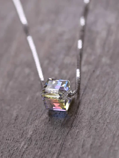 BALMORA 1pc שרשרת שרשרת עצם בריח אישית בצורת ריבוע מכסף S925 עם קריסטל מבריק, מושלמת ללבוש יומיומי ומסיבה ומתנה לחברה שלך באירועי פסטיבל