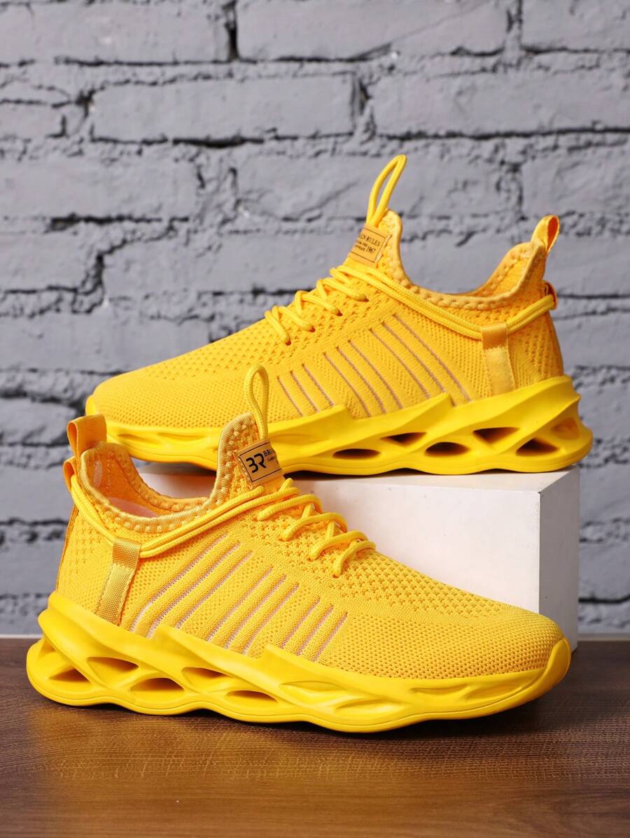 Men's Breathable Casual Running Shoes, Four Seasons - Yellow - View 1