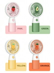 1 pieza Mini ventilador portátil de mano con diseño de frutas y flores, ventilador portátil USB pequeño para exteriores transfronterizo - Multicolor - Ver 2