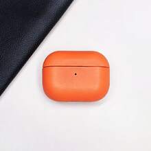 全覆盖纯色 PU 耳机保护壳，兼容 Airpods 2/3/Pro/Pro2，黑色/橙色/棕色/金棕色