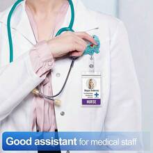 1入個性化創意徽章，可縮回的徽章拖緊，可愛好玩的閃亮徽章拖緊禮物，專業卡扣徽章拖緊，是教師，醫生和護士的完美辦公室禮物 - 彩色 - 查看 3