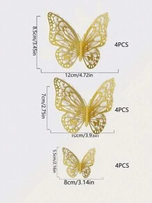 12pcs 3D Hollow Butterfly Wall Stickers For Cake Topper, Wedding Decoration, Home & Living Room, Birthday Party Decoration,Stickers,Wall Decal,Vinly Decal For Home Decorations,Spring Decoration Items Refesh Your Home,Rama Decoration Stickers Gifts Graduation