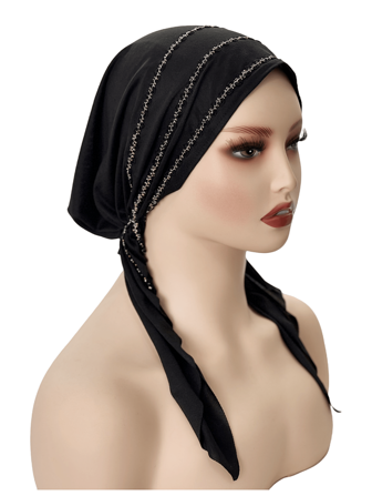 1pc Women's Milk Silk Stretchable Fashion Cap With Delicate Three-Row Processed Lace, Suitable For Various Occasions And Daily Use, Can Be Worn As A Headwrap Or Sleep Cap