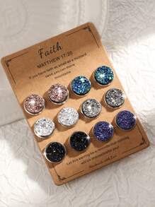 1 Set Of 6pairs Personalized Multi-Colored Metal Earrings Set, Suitable For Women's Daily Commute - Style 8 - View 2