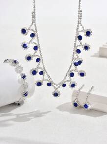 Conjunto de Joias de Casamento da Moda: Colar, Brincos, Pulseira, 4 peças/Conjunto