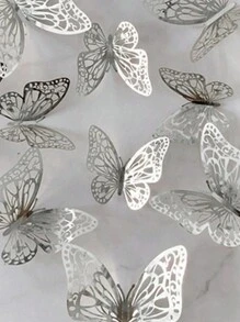 12pcs 3D Hollow Butterfly Wall Stickers For Cake Topper, Wedding Decoration, Home & Living Room, Birthday Party Decoration,Stickers,Wall Decal,Vinly Decal For Home Decorations,Spring Decoration Items Refesh Your Home,Rama Decoration Stickers Gifts Graduation