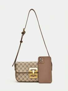 Dedoo 春夏热销新款，菱形复古花卉图案与时尚鳄鱼纹面料拼接，方形锁扣休闲小方包，高档简约百搭，可单肩、腋下、斜挎，适合日常通勤、购物、宴会等场合，也是馈赠亲友的理想之选。 - 卡其色 - 查看 6