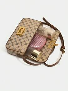 Dedoo 春夏热销新款，菱形复古花卉图案与时尚鳄鱼纹面料拼接，方形锁扣休闲小方包，高档简约百搭，可单肩、腋下、斜挎，适合日常通勤、购物、宴会等场合，也是馈赠亲友的理想之选。 - 卡其色 - 查看 10