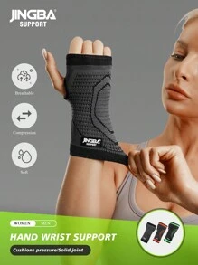 JINGBA SUPPORT 1pc Compression Breathable Wrist Support Sleeve, Suitable For Kettlebell Lifting Sports, Wrist Protection - Black - View 2