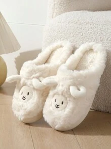 Chaussons Mignons En Forme De Mouton Pour Femmes, Filles, Couples, Antidérapants, Chauds, Douillets, Parfait Pour L'automne Et L'hiver