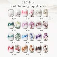 annies 10ml National Feng Shui Ink Halo Dyeing Gel Painting 2024 New White Marble Gradient Transparent Watercolor Halo Dyeing Liquid For Nail Shop Use