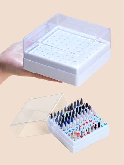 Scatola vuota trasparente per 100 punte per trapano per unghie, supporto per esposizione di trapani per unghie, accessori e strumenti per manicure