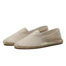Chaussures de pêcheur en canevas respirante pour hommes, semelle en corde de chanvre, sans lacet, absorbante, anti-odeur, légère, tressée, décontractée, pour les vacances, en canevas de chanvre, chaussures plates noires et blanches, chaussures décontractées respirantes, chaussures de voyage blanches pour les vacances, chaussures noires en corde de chanvre, chaussures unisexes à semelle en chanvre, chaussures à semelle dure pour hommes