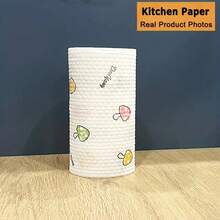 100 hojas/rollo de papel de cocina reutilizable y lavable, para acampada y senderismo al aire libre, patrón aleatorio - Multicolor - Ver 7